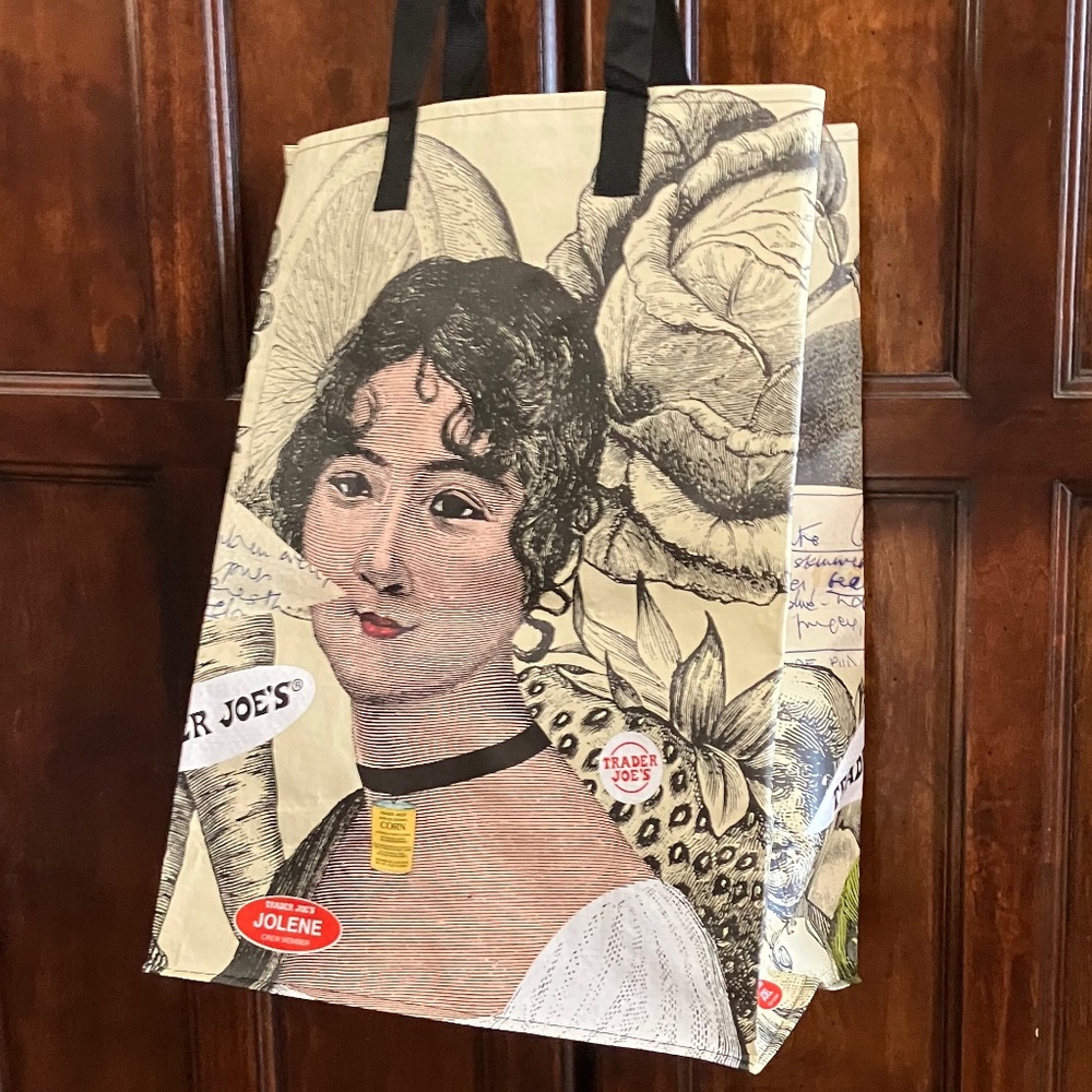 TRADER JOE'S SHOPPING TOTE BAG, 16" tall, 11.5" wide, 7" deep, 6 GALLON CAPACITY